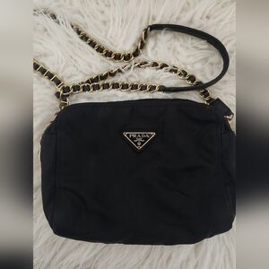 Prada Black and Gold Crossbody Bag